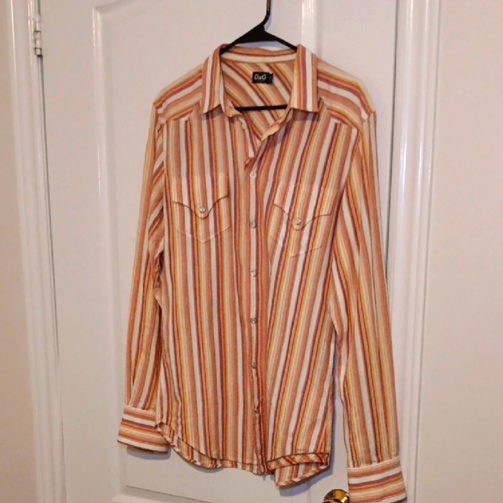 Dolce & Gabbana Button Down Shirt in Multicolor and White Stripes